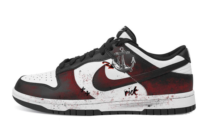 Nike Nike Dunk Showa Records Abrasion Resistant Low top Skateboard Shoes Unisex Black Red