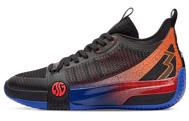 361° Chan 3 MOD Basketball Shoes Men's Mid Top Obsidian Black/Crimson Orange