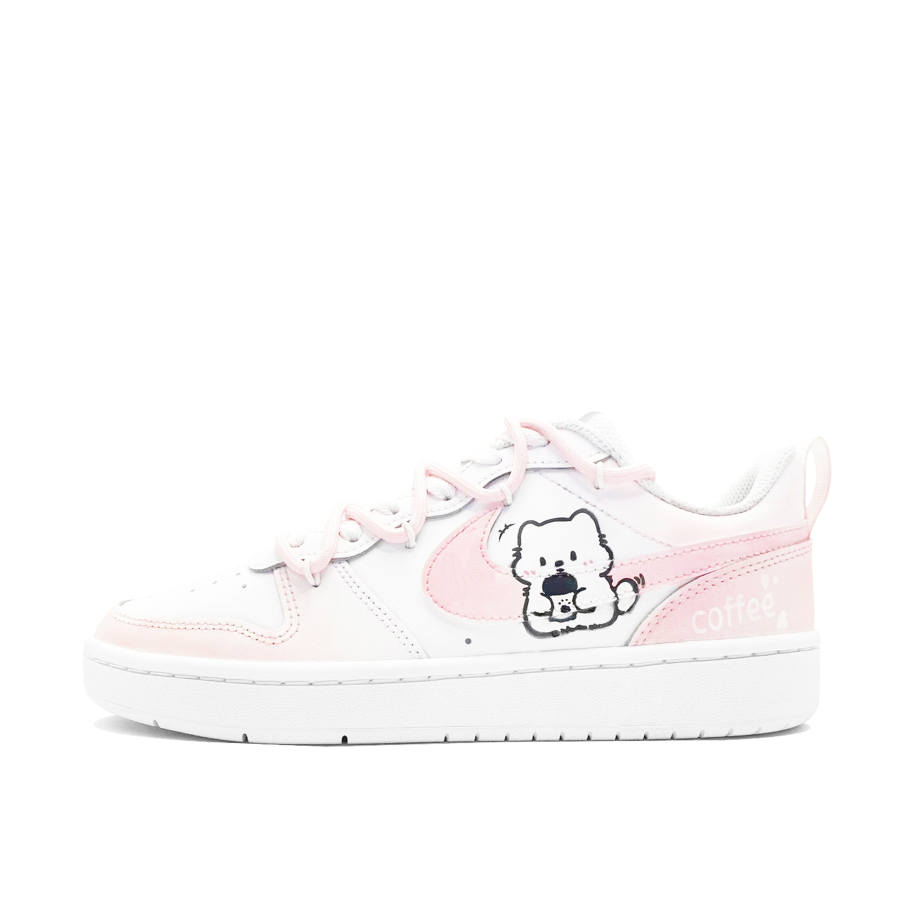 Nike Nike Court Borough 2 Cherry Sweet Cat Coffee Low top Skateboard Shoes Unisex Pink White