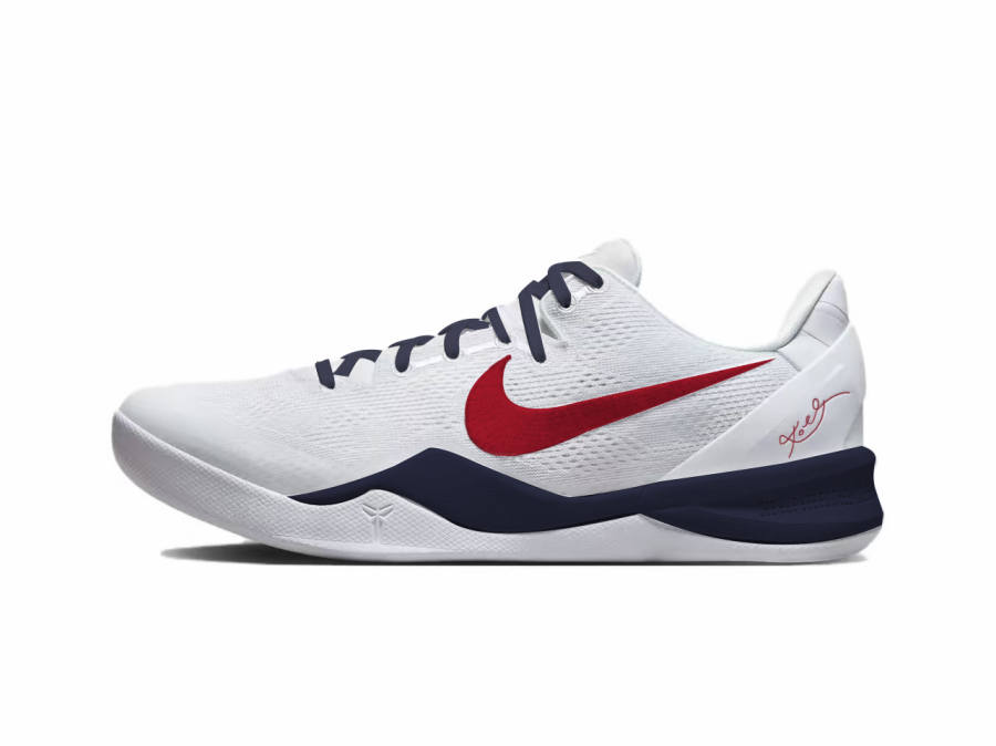 Nike Nike Kobe 8 Breathable And Slip Resistant Low top Performance Shoes Unisex Red White Blue