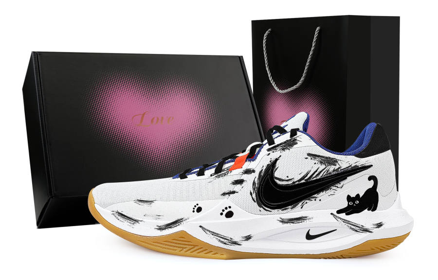 Nike Nike Precision 6 Black Cat Heart Box Slip Resistant Abrasion Resistant Low top Basketball Shoes Men's Black White