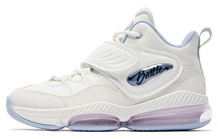 QIAODAN Cushioning Slip Resistant Abrasion Resistant High top Basketball Shoes Women's White Purple