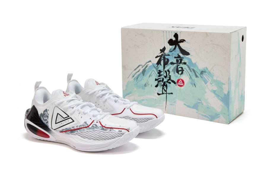 PEAK Cushioning Slip Resistant Abrasion Resistant Low top Basketball Shoes Men's White Black Red