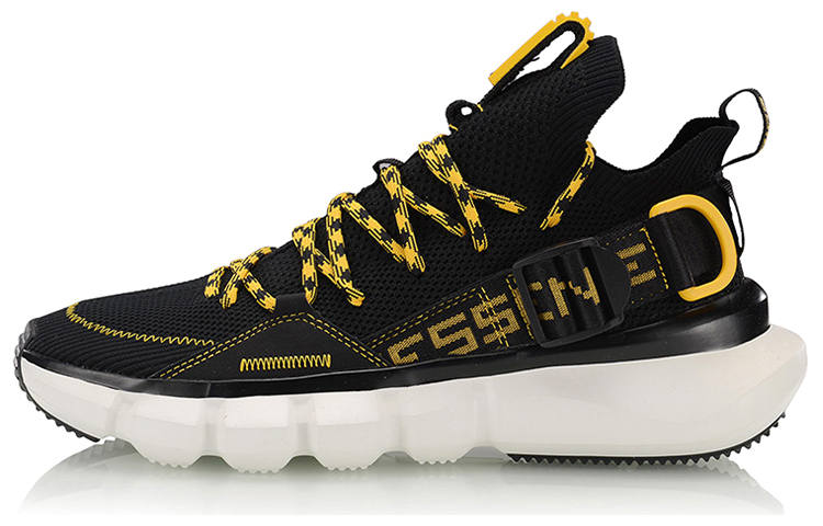 Li-Ning Li Ning Essence Lace Up PRM Fabric Slip Resistant Abrasion Resistant Low top Vintage Basketball Shoes Black Yellow