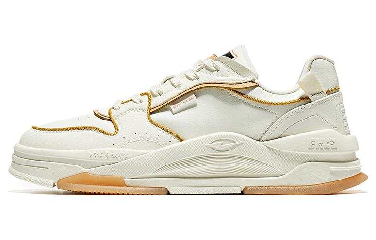 Erke White Peach Oolong Synthetic Leather Slip Resistant Abrasion Resistant Low top Skateboard Shoes Men's White Brown
