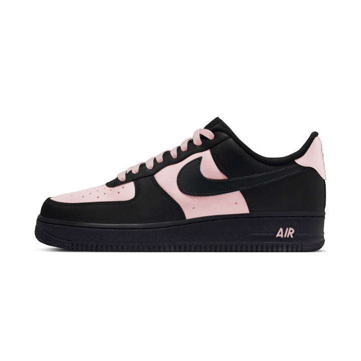 Nike Nike Air Force 1 Coverage Slip Resistant Abrasion Resistant Low top Skateboard Shoes Unisex Black Pink
