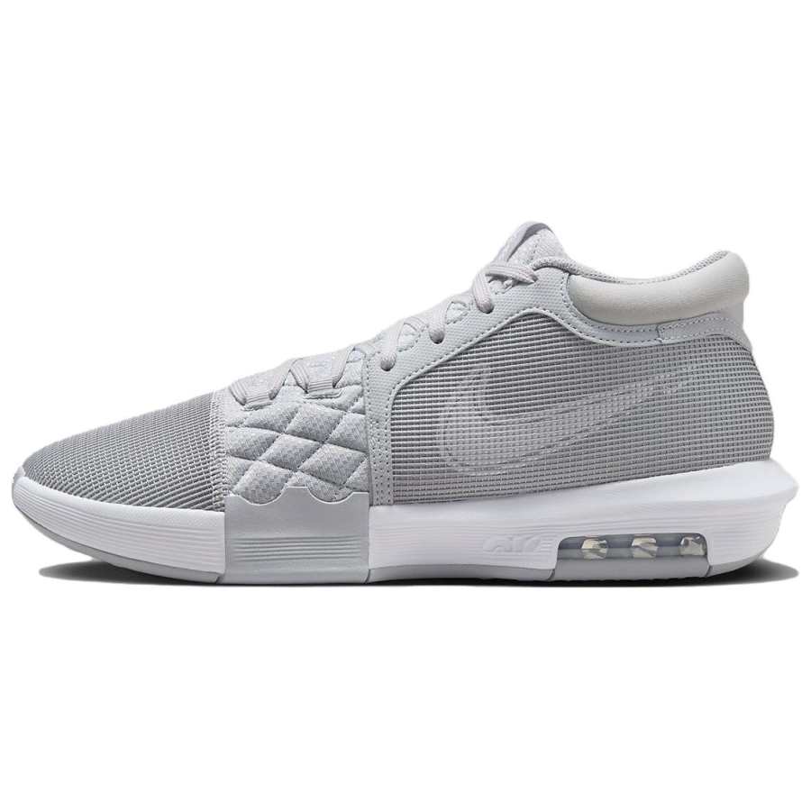 Nike Nike Witness 8 Lebron'Team Bank' Abrasion Resistant Breathable Mid top Basketball Shoes Men's White Gray