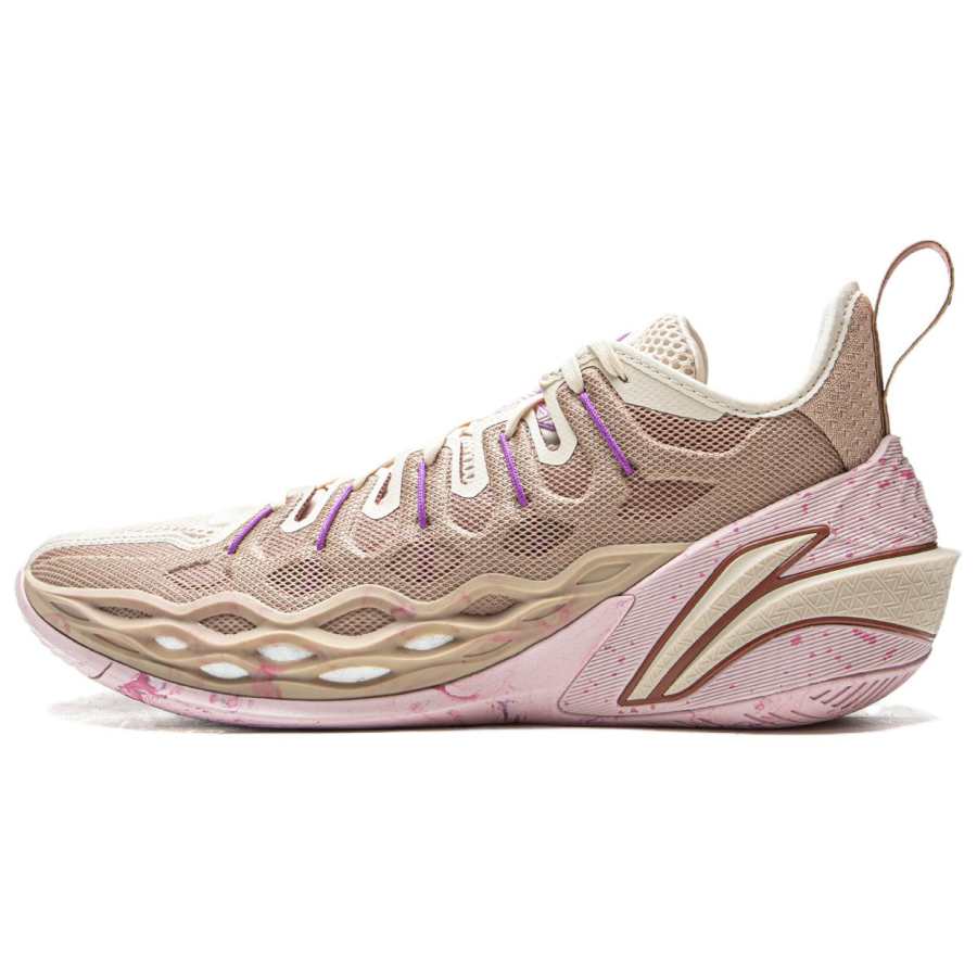 Li-Ning Li Ning Buckets Cushioning, Non Slip, And Waterproof Low top Basketball Shoes Men's Gray Purple