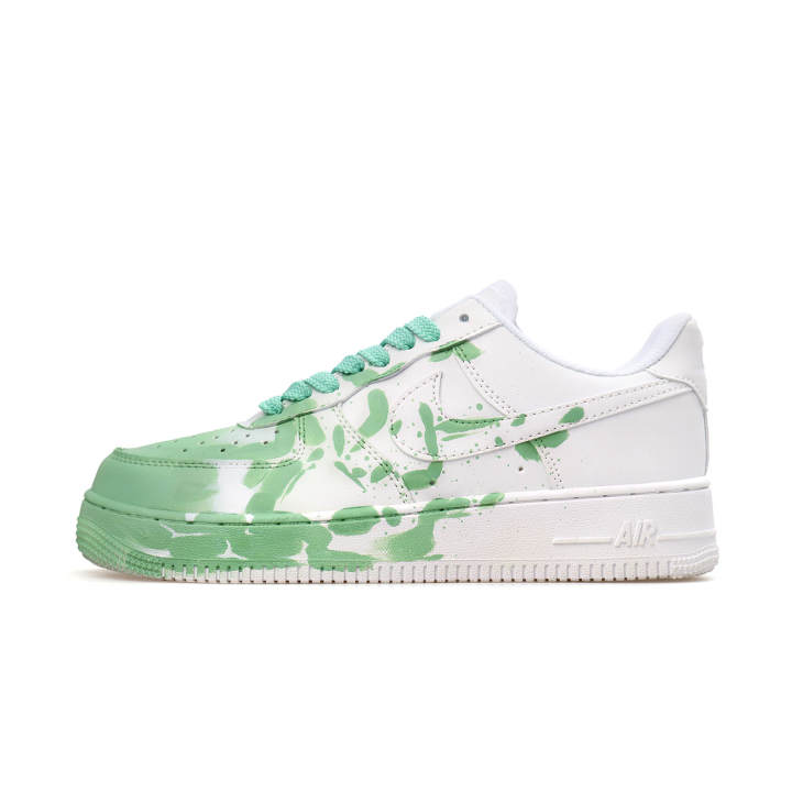Nike Nike Air Force 1 Y VELE Quality Craft, Green Ink Splatter Low top Skateboard Shoes Unisex White Green