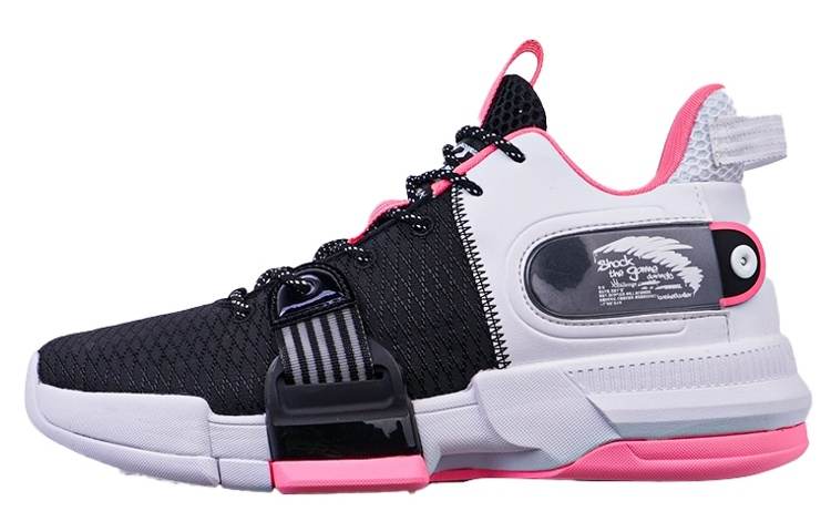 Anta Craze 2 Slip Resistant Abrasion Resistant Mid top Performance Basketball Shoes Men's Black Pink White
