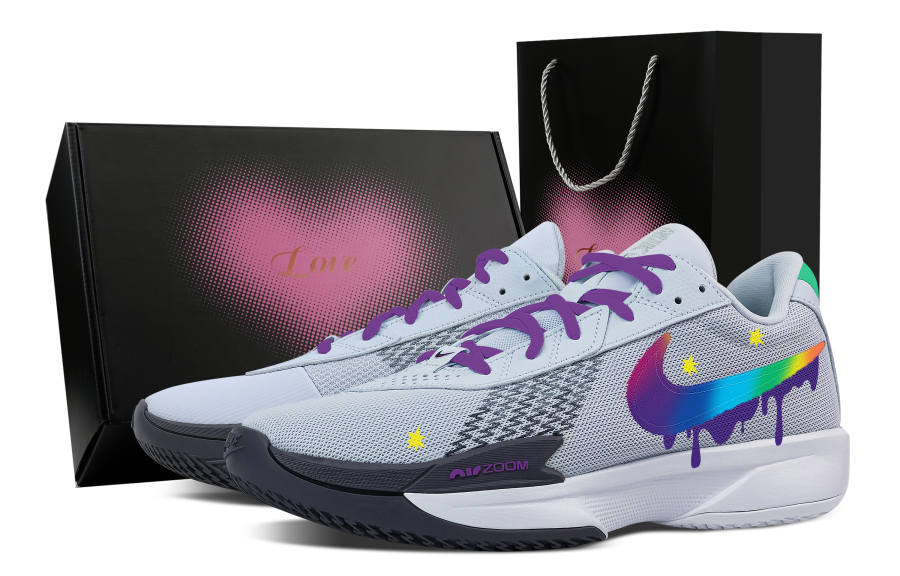 Nike Nike Air Zoom G.T. Cut Academy Myself, Heart Box Abrasion Resistant Low top Basketball Shoes Men's Gray Purple