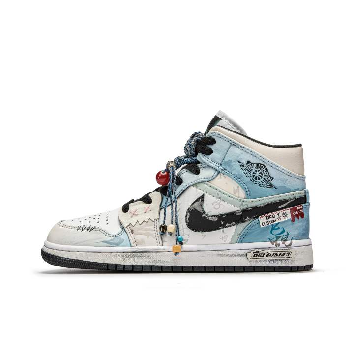 Jordan Jordan Air Jordan 1 Da Vinci Custom, Serpent Auspicious, Inkstone Inscription Abrasion Resistant Abrasion Resistant