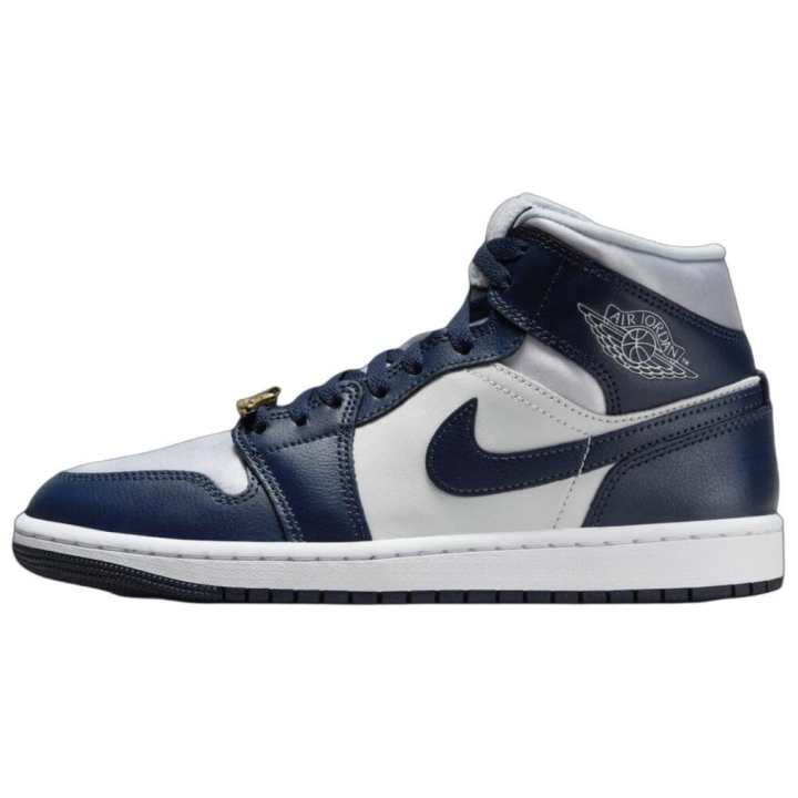 Jordan Jordan 1 Mid Football Grey White Midnight Navy Women's