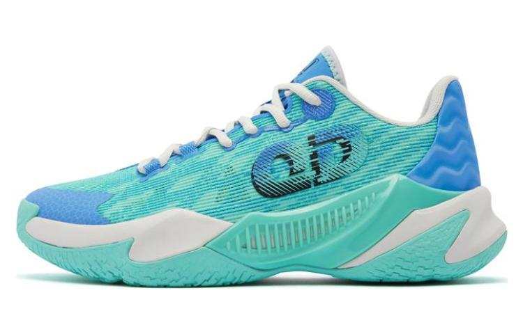 QIAODAN Comfortable Slip Resistant Abrasion Resistant Low top Basketball Shoes Men's Frozen Blue