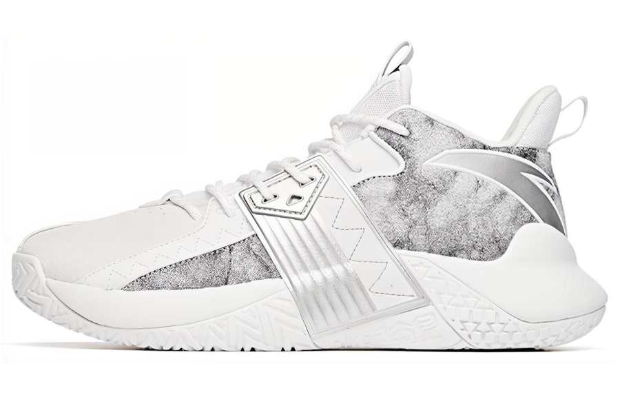 Anta Cement Killer Low top Basketball Shoes Men's White Gray Silver