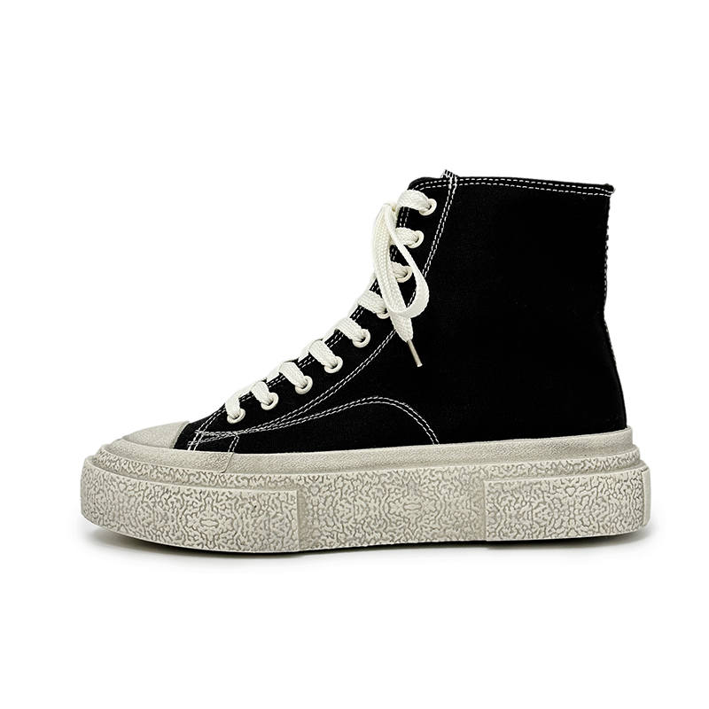 SLnU★3 Slip Resistant, Abrasion Resistant, Height Increasing High top Canvas Shoes Unisex Polished Black