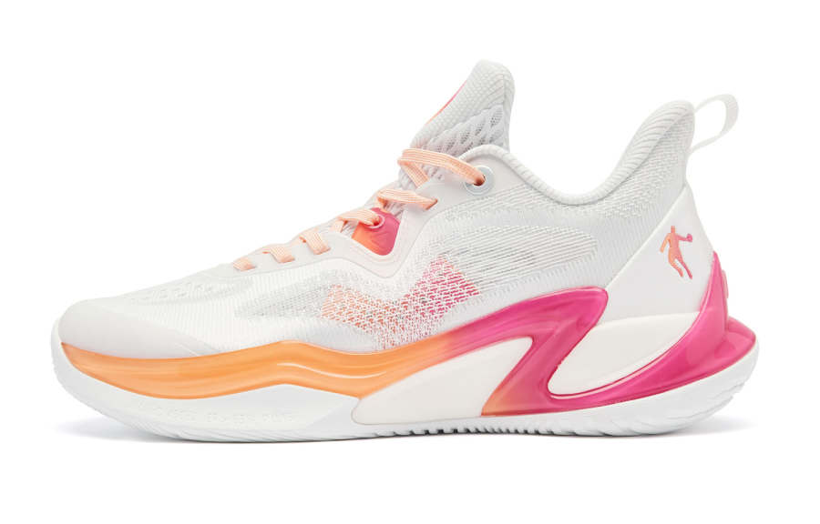QIAODAN Wind Blade 4 Basketball Shoes Men's Low Top Jordan White Cantaloupe