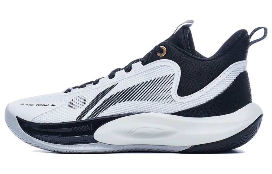 Li-Ning Li Ning Sonic Team Mid top Basketball Shoes Men's White Black