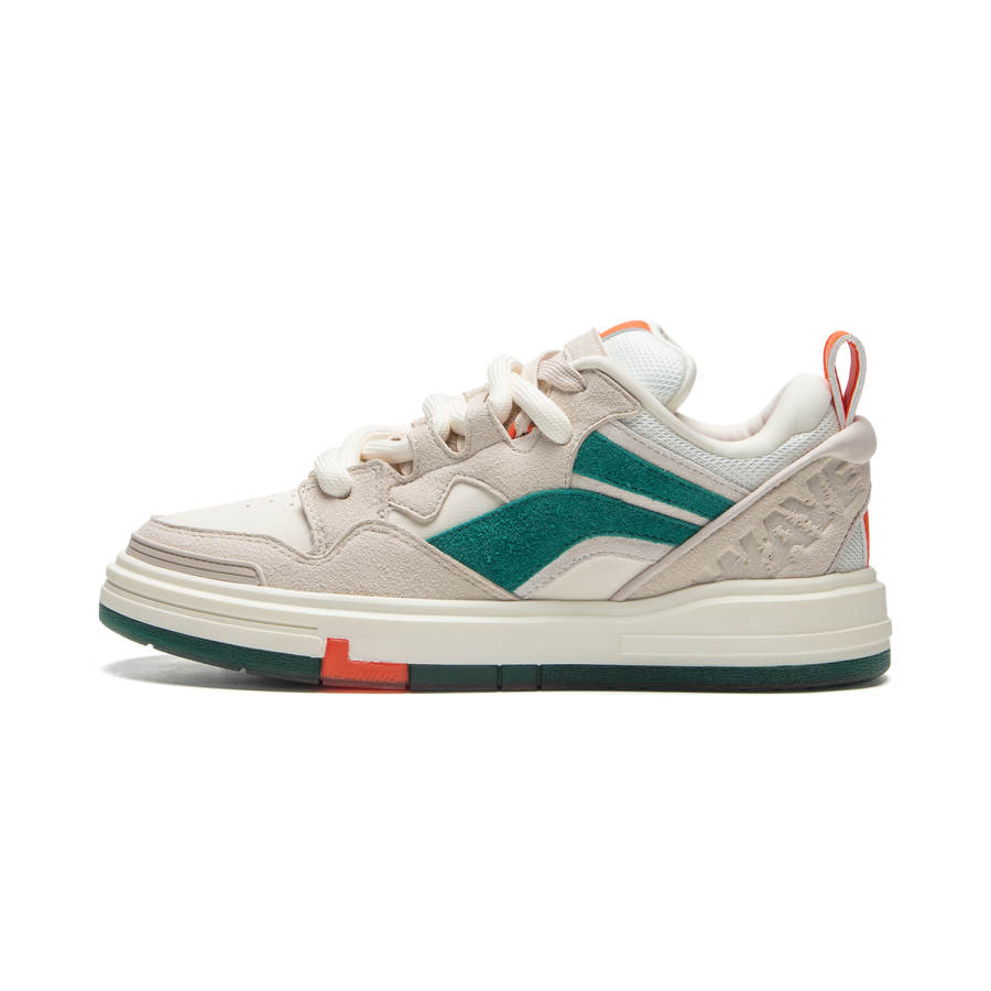 Li-Ning Li Ning Slip Resistant Abrasion Resistant Low top Skateboard Shoes Women's Gray Beige Green
