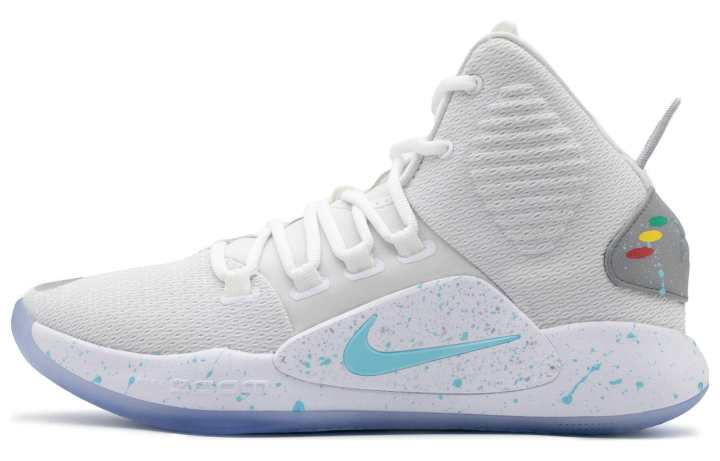 Nike Nike Hyperdunk X PU, Textile Slip Resistant Abrasion Resistant Mid top Basketball Shoes Men's Gray White Blue