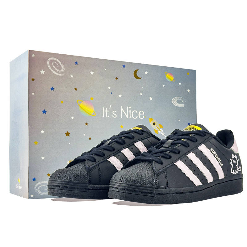 Adidas Originals SUPERSTAR Abrasion Resistant Low top Skateboard Shoes Women's Black Pink
