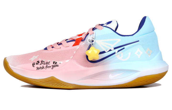 Nike Nike Precision 6 Slip Resistant Abrasion Resistant Low top Basketball Shoes Men's Pink Blue