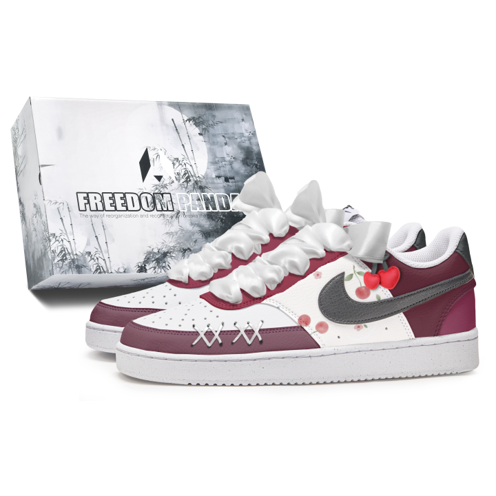 Nike Nike Court Vision 1 Freedom Panda, Box, Cherry Bullet Slip Resistant Abrasion Resistant Low top Skateboard Shoes Men's