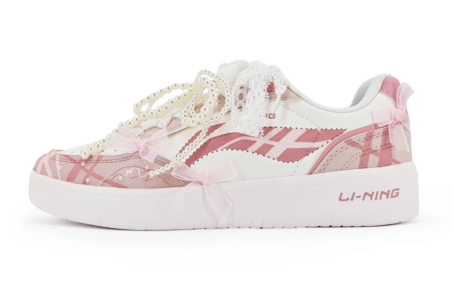 Li-Ning Li Ning Sourdough Slip Resistant, Abrasion Resistant, Breathable Low top Skateboard Shoes Women's Peach