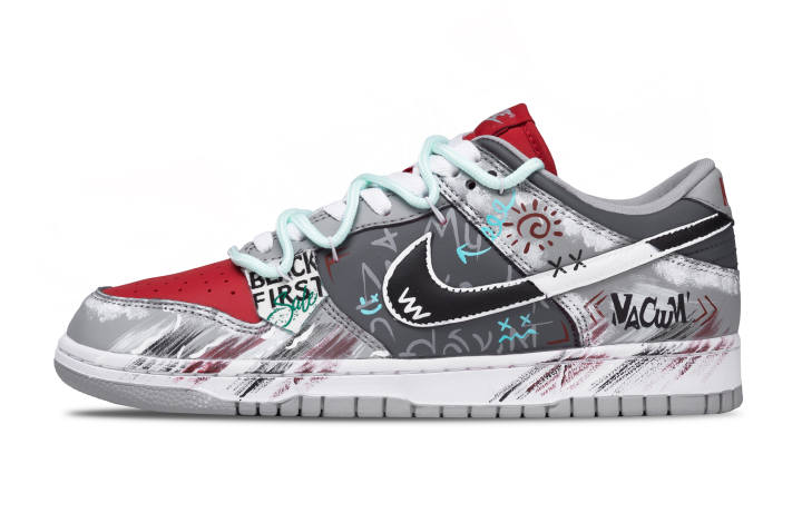 Nike Nike Dunk GRAFF Gray Series Abrasion Resistant Abrasion Resistant Low top Skateboard Shoes Unisex Gray Red