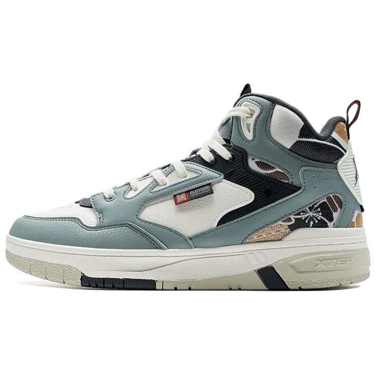 XTEP Slip Resistant Abrasion Resistant Mid top Skateboard Shoes Men's Blue White Black