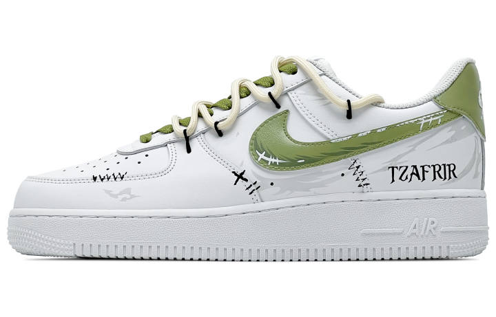 Nike Nike Air Force 1 Abrasion Resistant Low top Skateboard Shoes Men's White Green