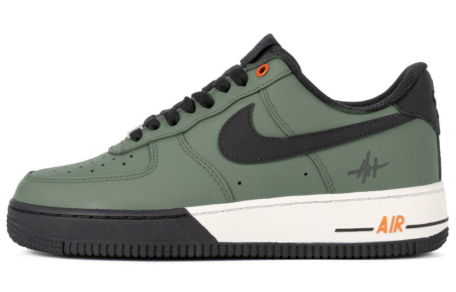 Nike Nike Air Force 1 Forest WS Abrasion Resistant Low top Skateboard Shoes Women's Black Green Orange