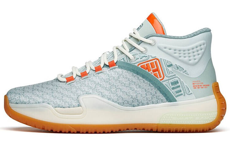 Anta Basketball Collection Fabric Abrasion Resistant Breathable Mid top Vintage Basketball Shoes Men's Green Orange