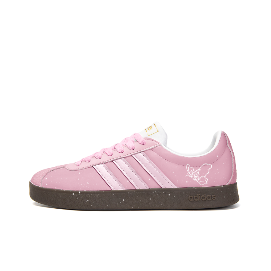 Adidas Neo VL Court 2.0 Leather Slip Resistant Abrasion Resistant Low top Skateboard Shoes Unisex Pink