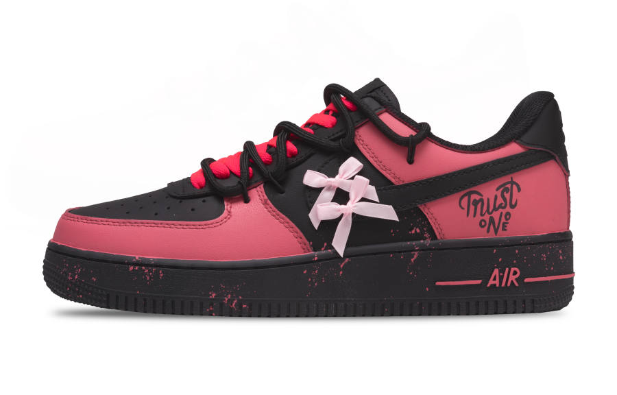 Nike Nike Air Force 1 Love Me Abrasion Resistant Abrasion Resistant Low top Skateboard Shoes Unisex Black Red