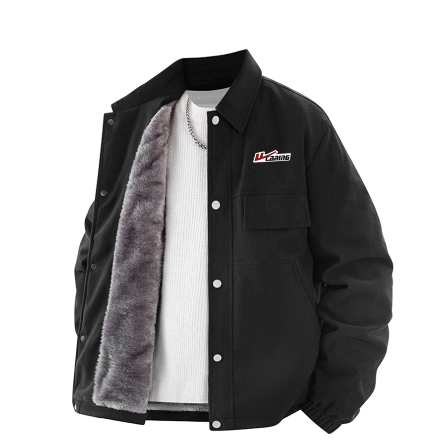 WARRIOR WARRIOR Puffer Jackets Unisex Lapel Fleece Lined Puffer Jacket