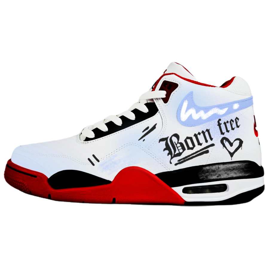 Nike Nike Flight Legacy Red Mango Freedom Abrasion Resistant Mid top Vintage Basketball Shoes Unisex