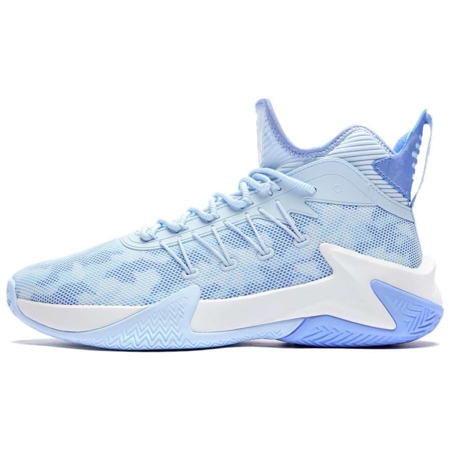 QIAODAN Broken Shadow 1.0 Basketball Shoes Men's Mid Top Glacier Blue Rhythm Blue