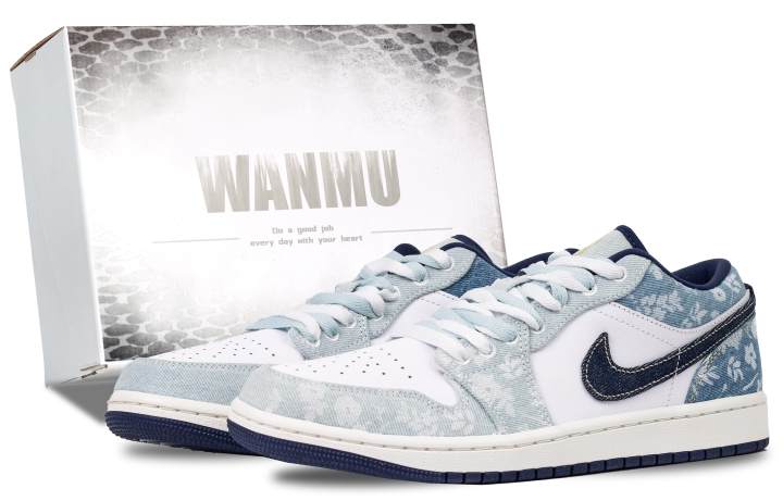 Jordan Jordan Air Jordan 1 Monogram Denim Slip Resistant Abrasion Resistant Slip Resistant Abrasion Resistant Low top