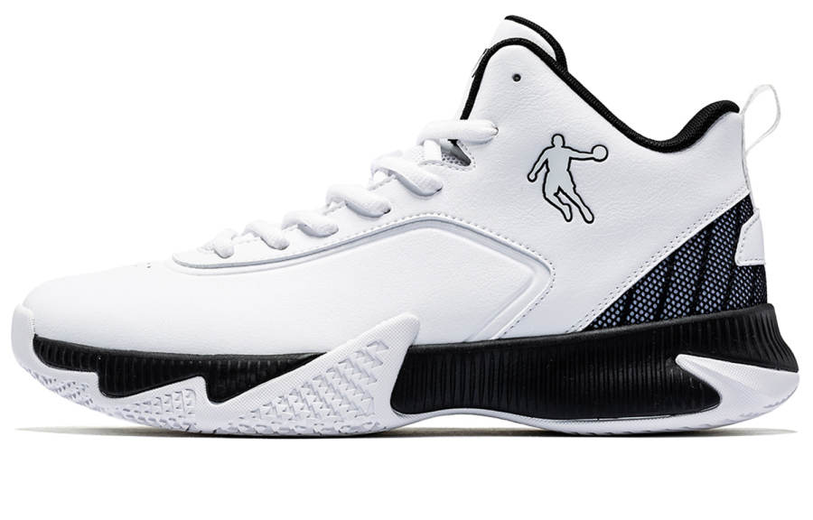 QIAODAN Divine Shield Basketball Shoes Men's Mid Top Black White