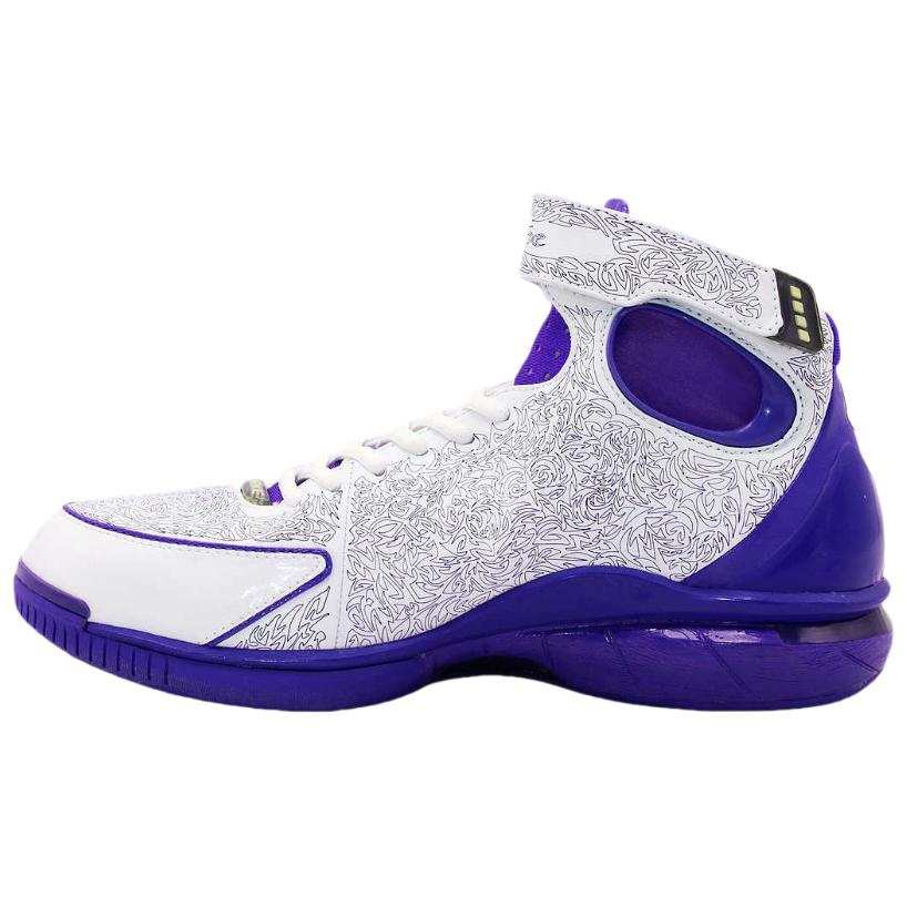 Nike Nike Air Zoom Huarache 2K4 KB Comfortable Cushioning Slip Resistant Mid top Basketball Shoes Unisex White Purple