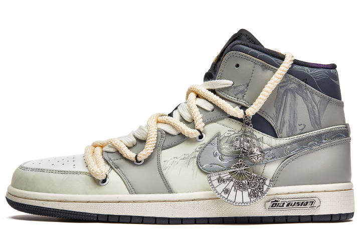 Jordan Jordan Air Jordan 1 Da Vinci Custom CNY Year Of The Dragon Limited Edition, Floating Shadow Mid top