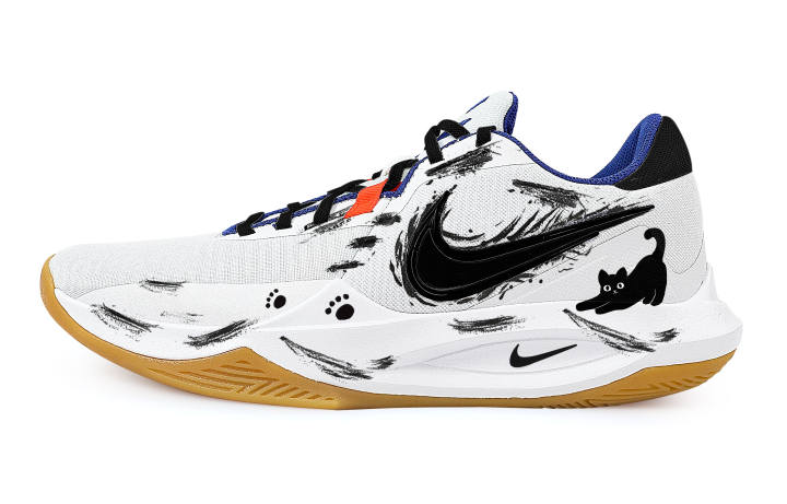 Nike Nike Precision 6 Black Cat Slip Resistant Abrasion Resistant Low top Basketball Shoes Men's White Black