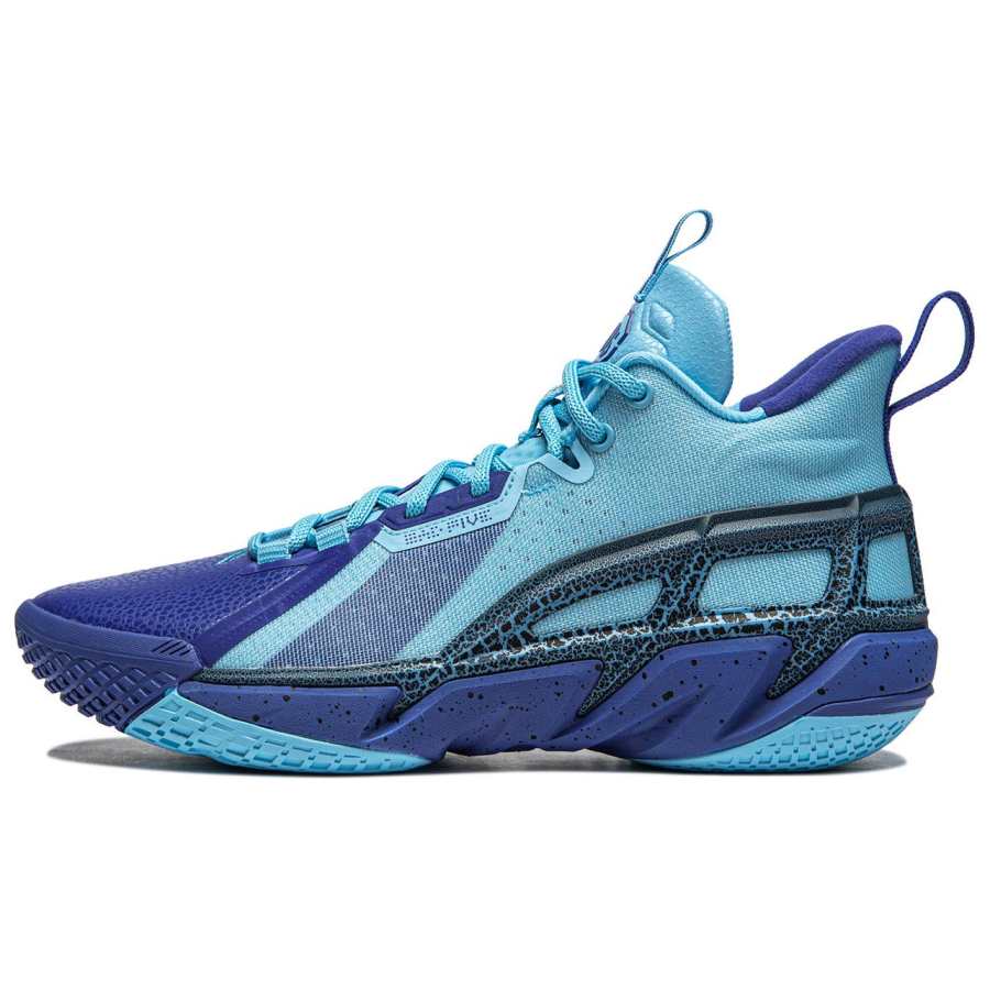 Li-Ning Li Ning BadFive 4 Cushioning Abrasion Resistant Breathable Mid top Basketball Shoes Men's Blue