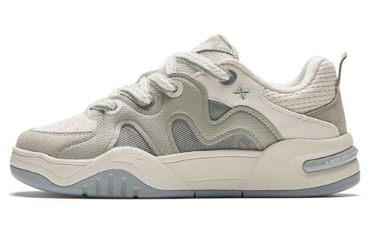 Anta Butter Bun Abrasion Resistant Breathable Low top Skateboard Shoes Women's Beige Cyan