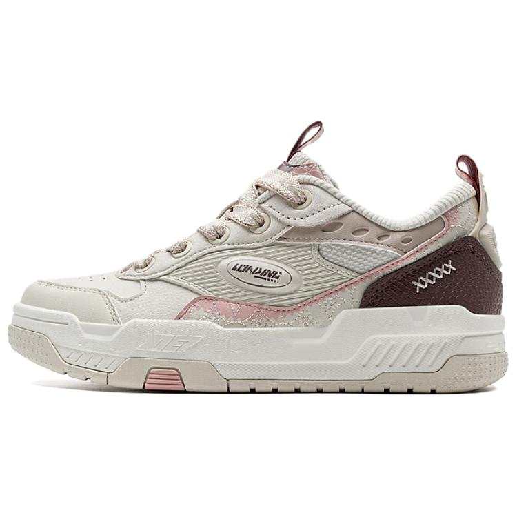 XTEP Slip Resistant Abrasion Resistant Low top Skateboard Shoes Women's Beige Pink Brown