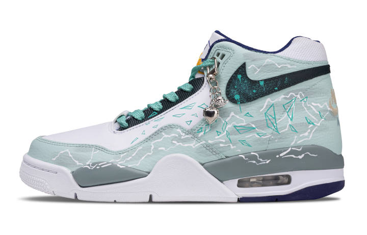 Nike Nike Flight Legacy Vintage Basketball Shoes Men's Mid Top White Cyan Black Gold Gradient