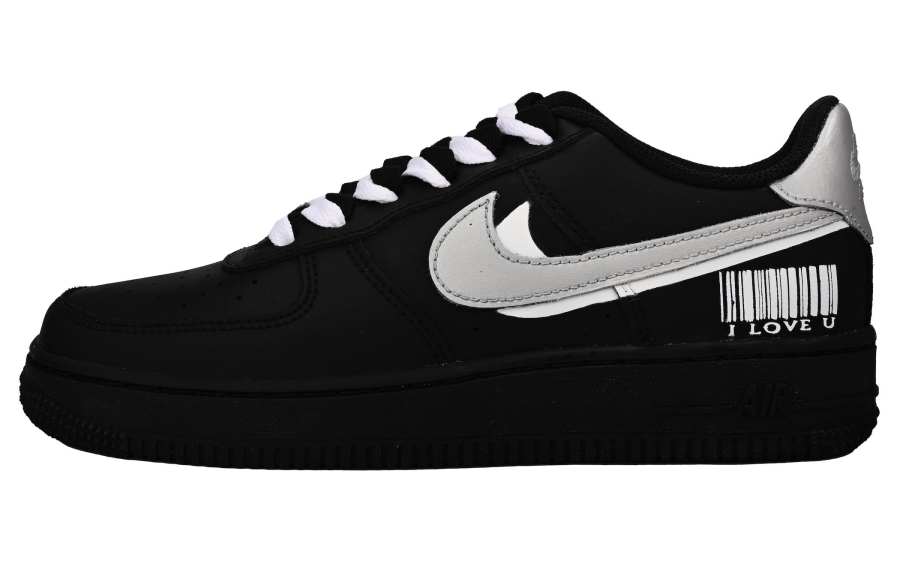 Nike Nike Air Force 1 Cool Black Silver Wing Vlad Slip Resistant Abrasion Resistant Low top Skateboard Shoes Women's