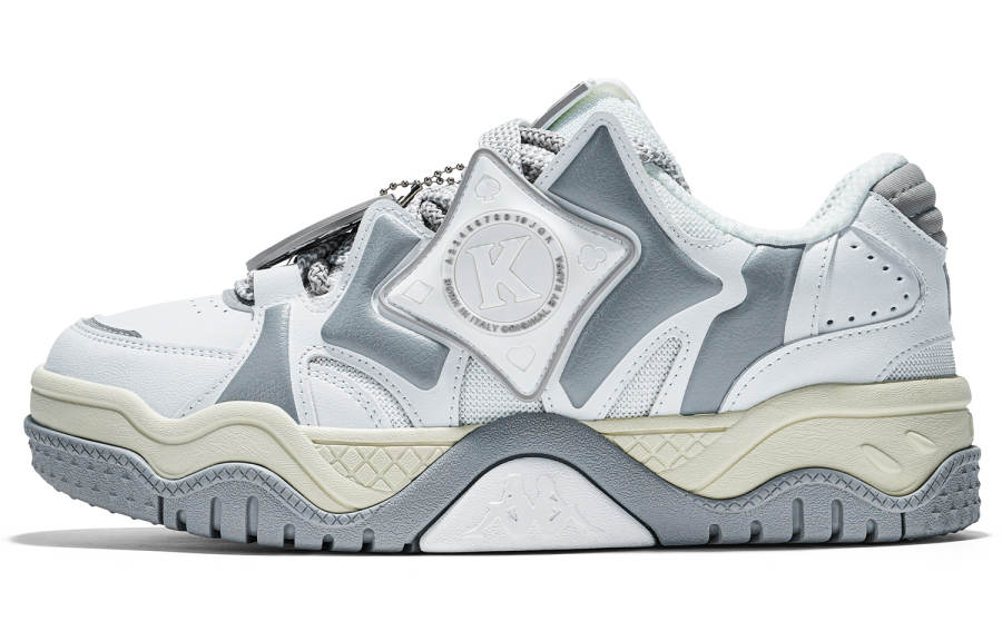 Kappa Coverage Slip Resistant Low top Skateboard Shoes Unisex Gray White