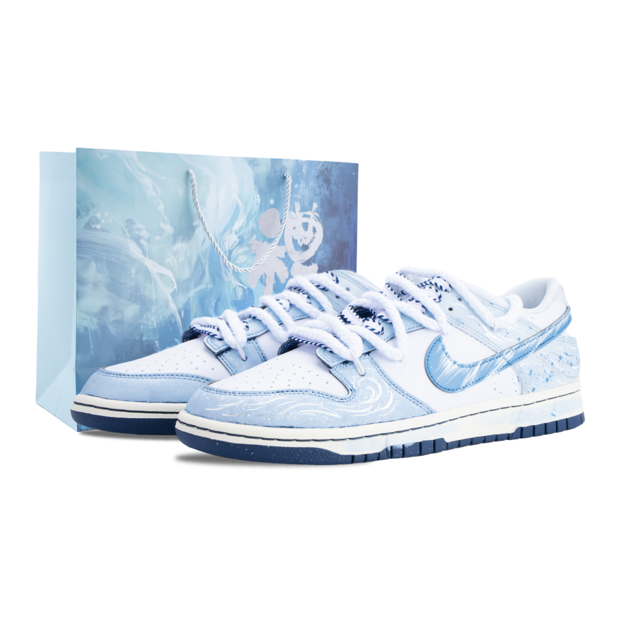 Nike Nike Dunk Whispering Dusty Blue Abrasion Resistant Low top Skateboard Shoes Men's White Blue